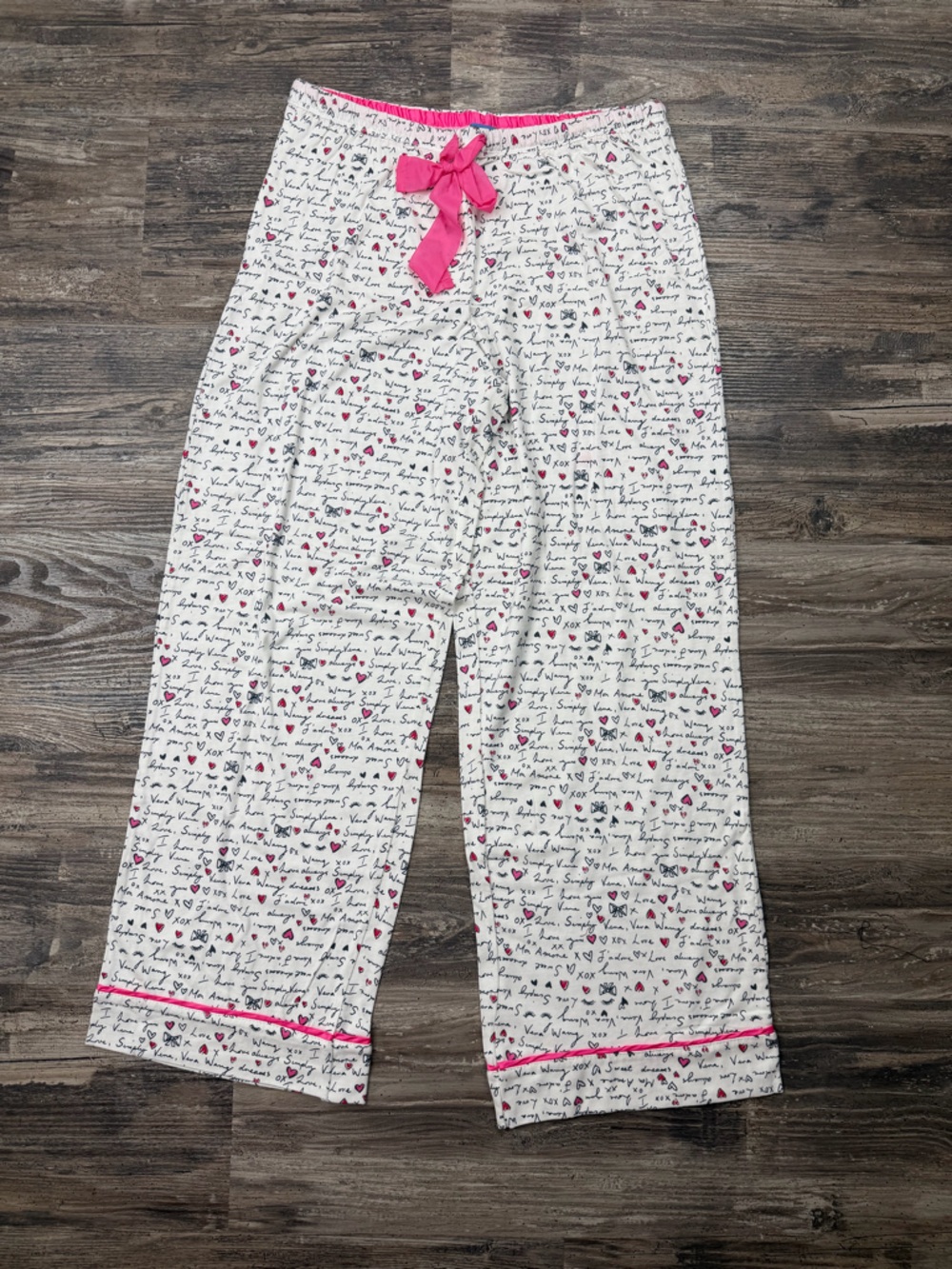 Simply Vera Wang Pajama Set NWT Size L Pink Heart Script Sleepwear Matching Set - Picture 9 of 14